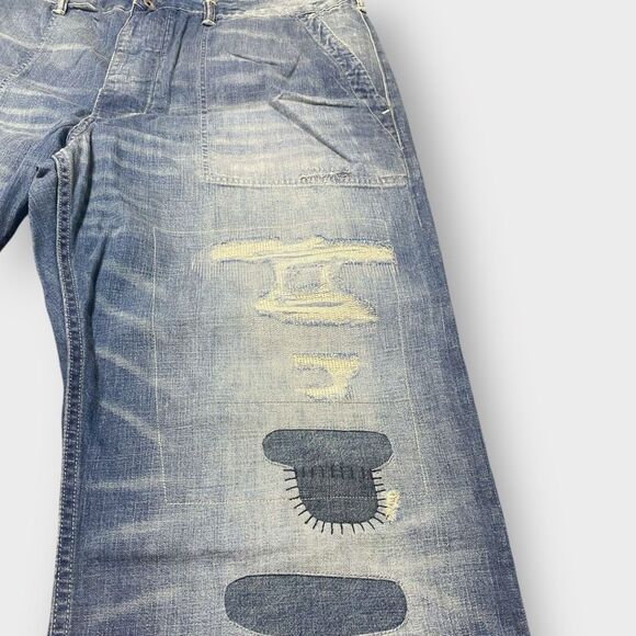 Polo Ralph Lauren Relaxed Straight Distress Repaired Carpenter Jeans 38x32 (c) - Picture 4 of 12